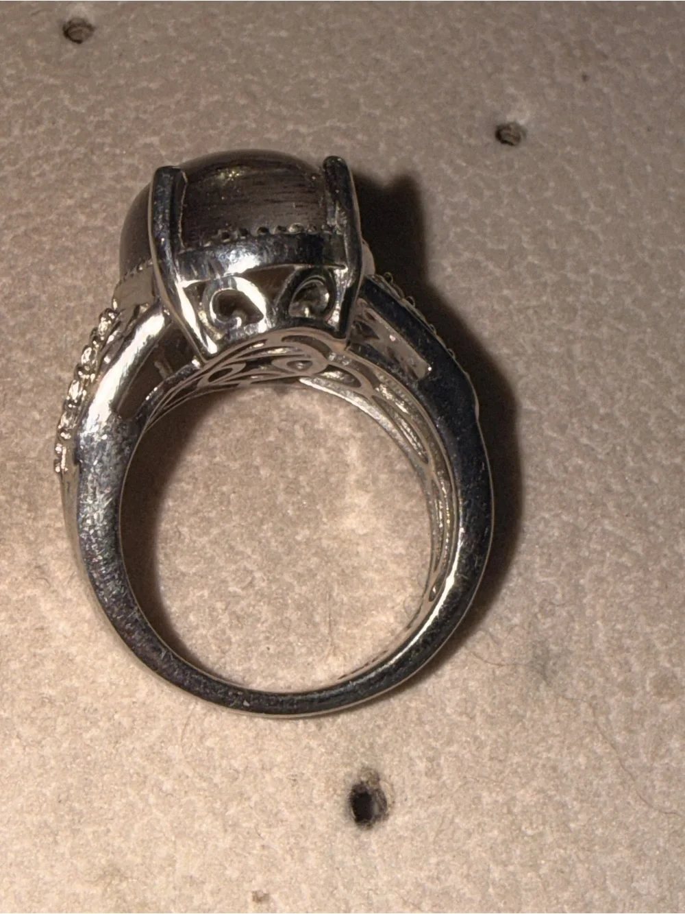 Sterling Silver Djoy Golden Sheen Moonstone Cats Eye Ring sz6